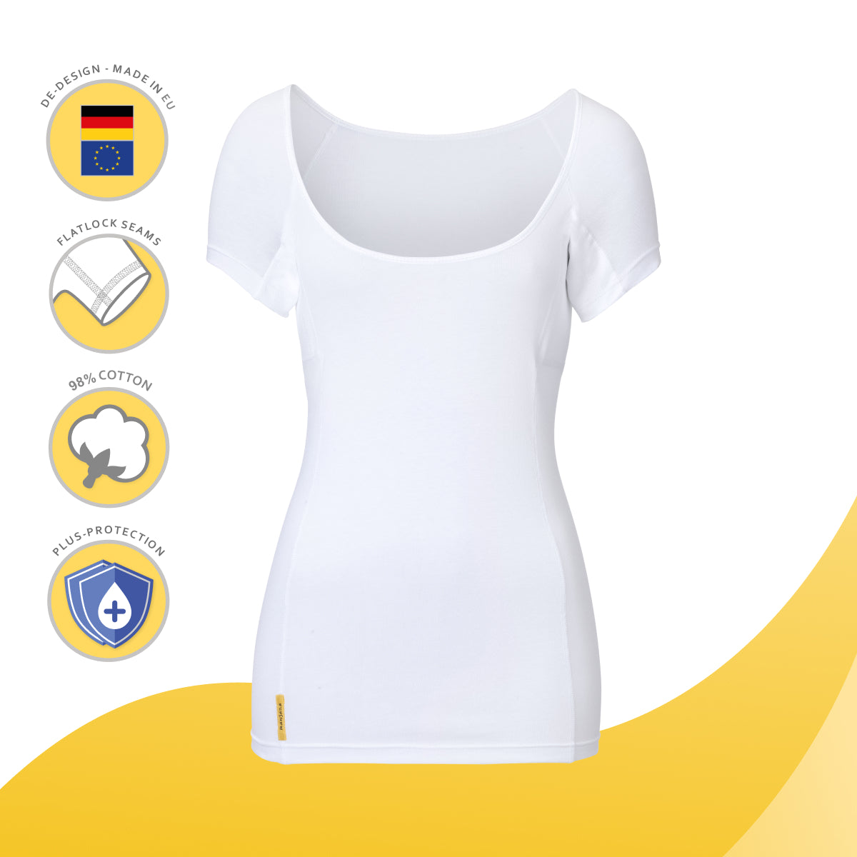 MANJANA® Women V-modern Shirt - integrated underarm sweat protection White